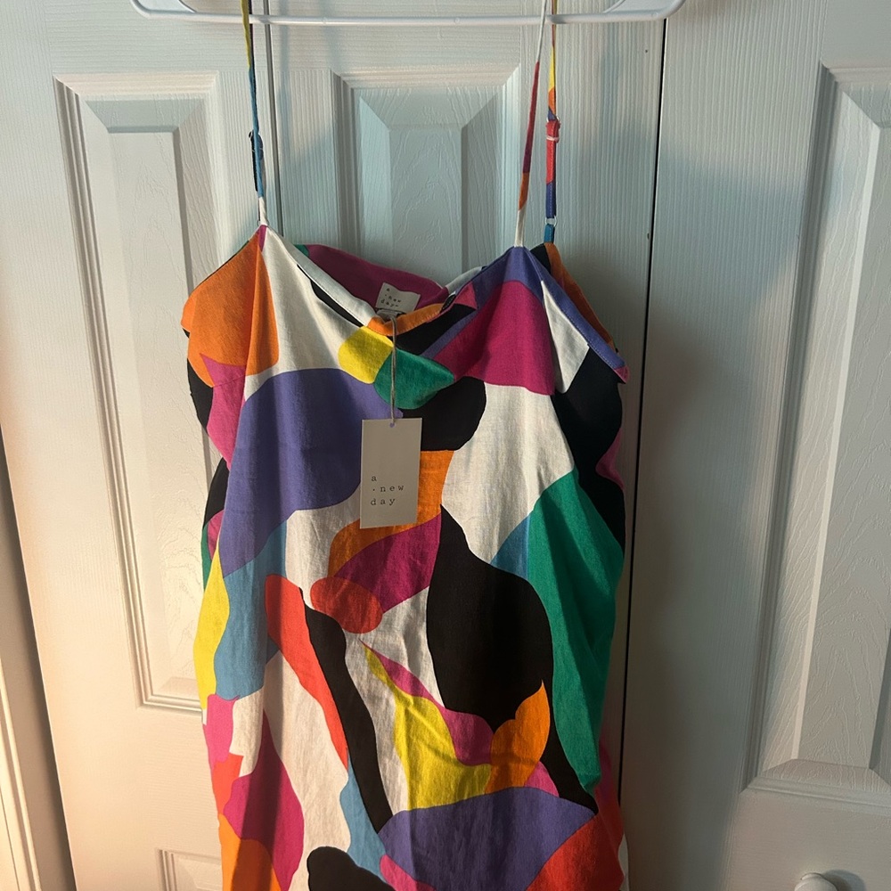 NWT A New Day Multicolor Abstract Retro Dress Large